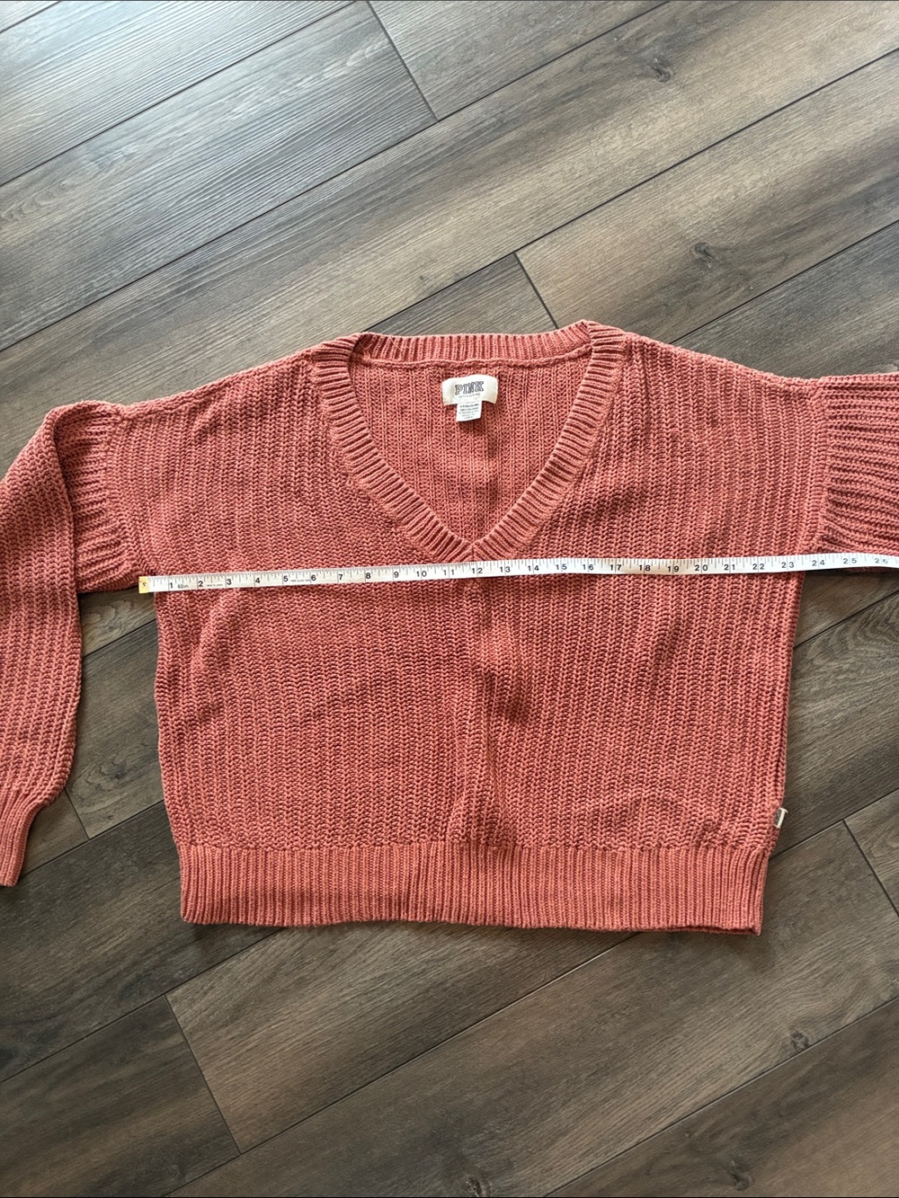 Pink Cropped V-Neck Sweater in Dusty Rose